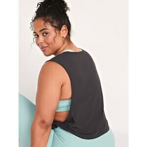 Old Navy Dark Gray Breathe ON Side-Twist Sleeveless Active Top Women Sz XXL